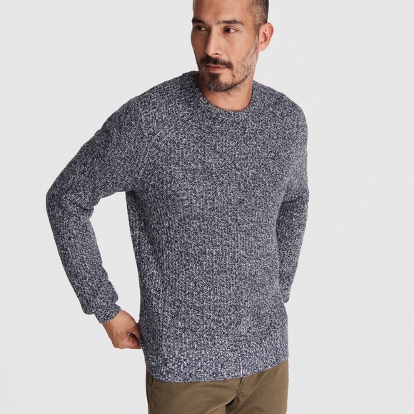 Rag Bone Pierce Cashmere Crewneck Pullover Sweater Navy Blue